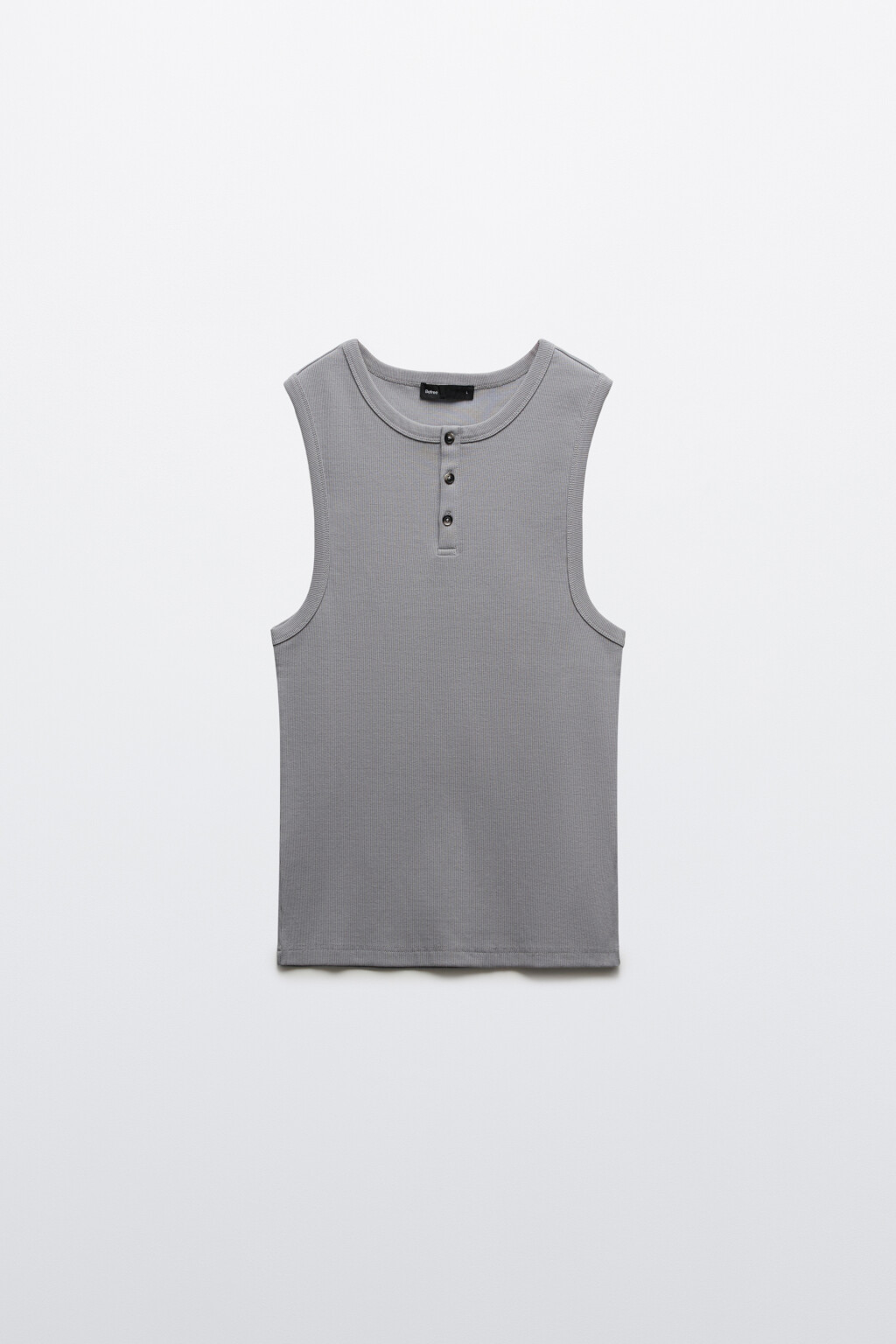 Майка хлопковая приталенная на пуговицах в рубчик - цвет серый - 7