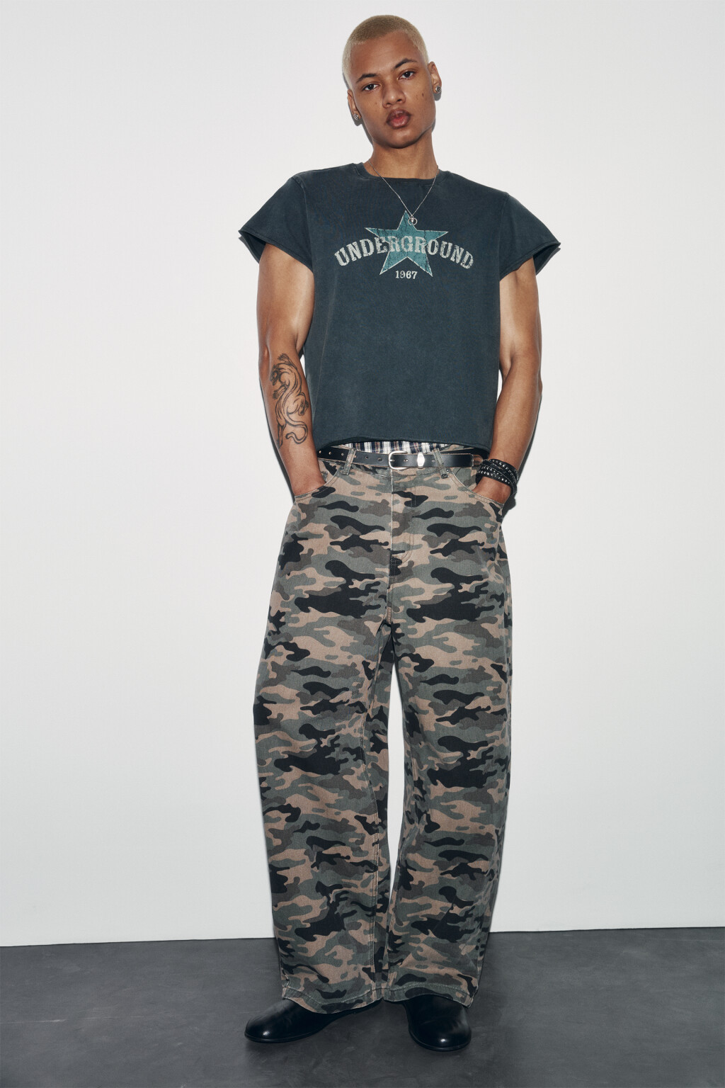 Футболка хлопковая с принтом - цвет зеленый - 1