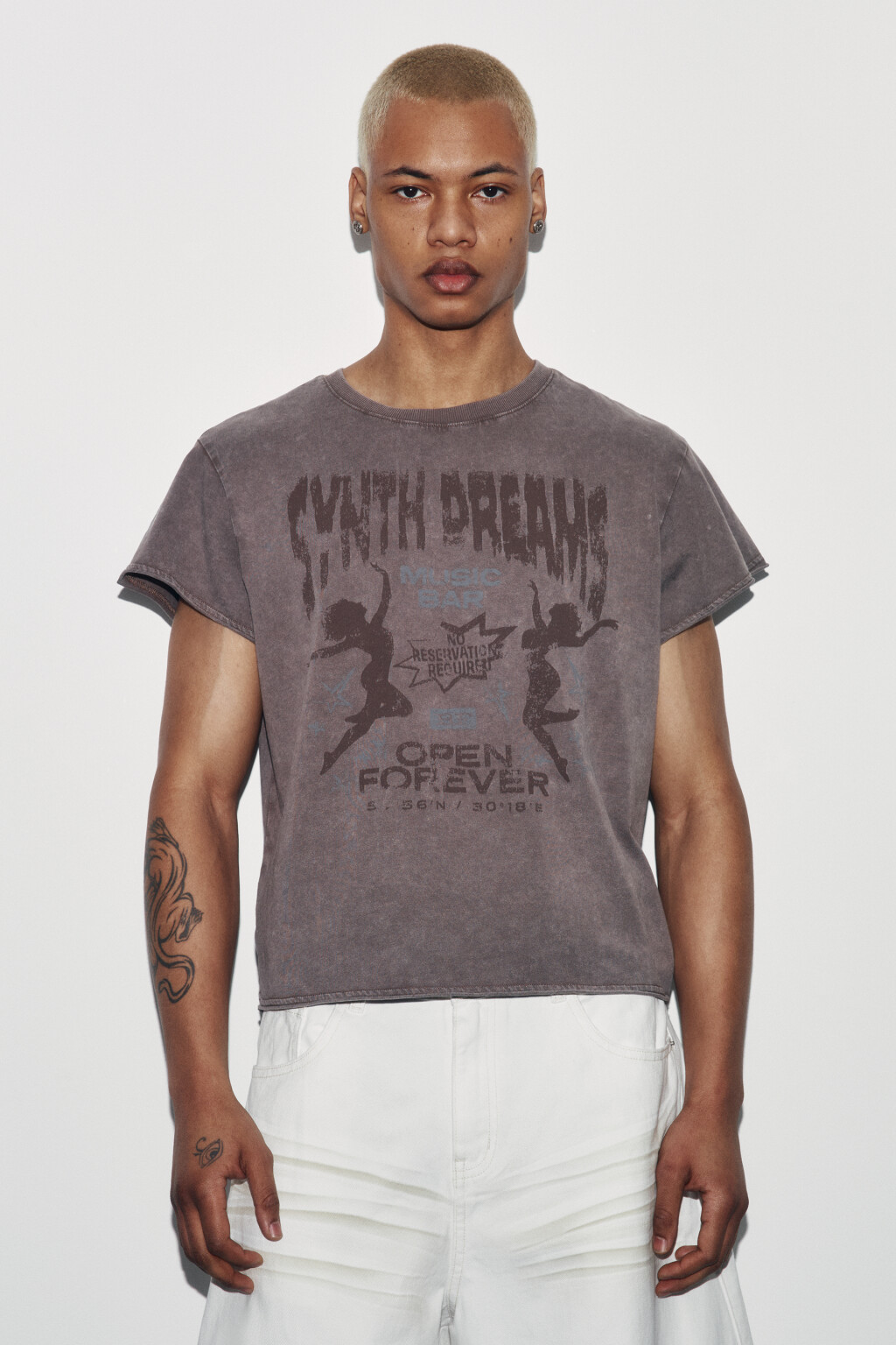 Футболка хлопковая с принтом - цвет коричневый - 2