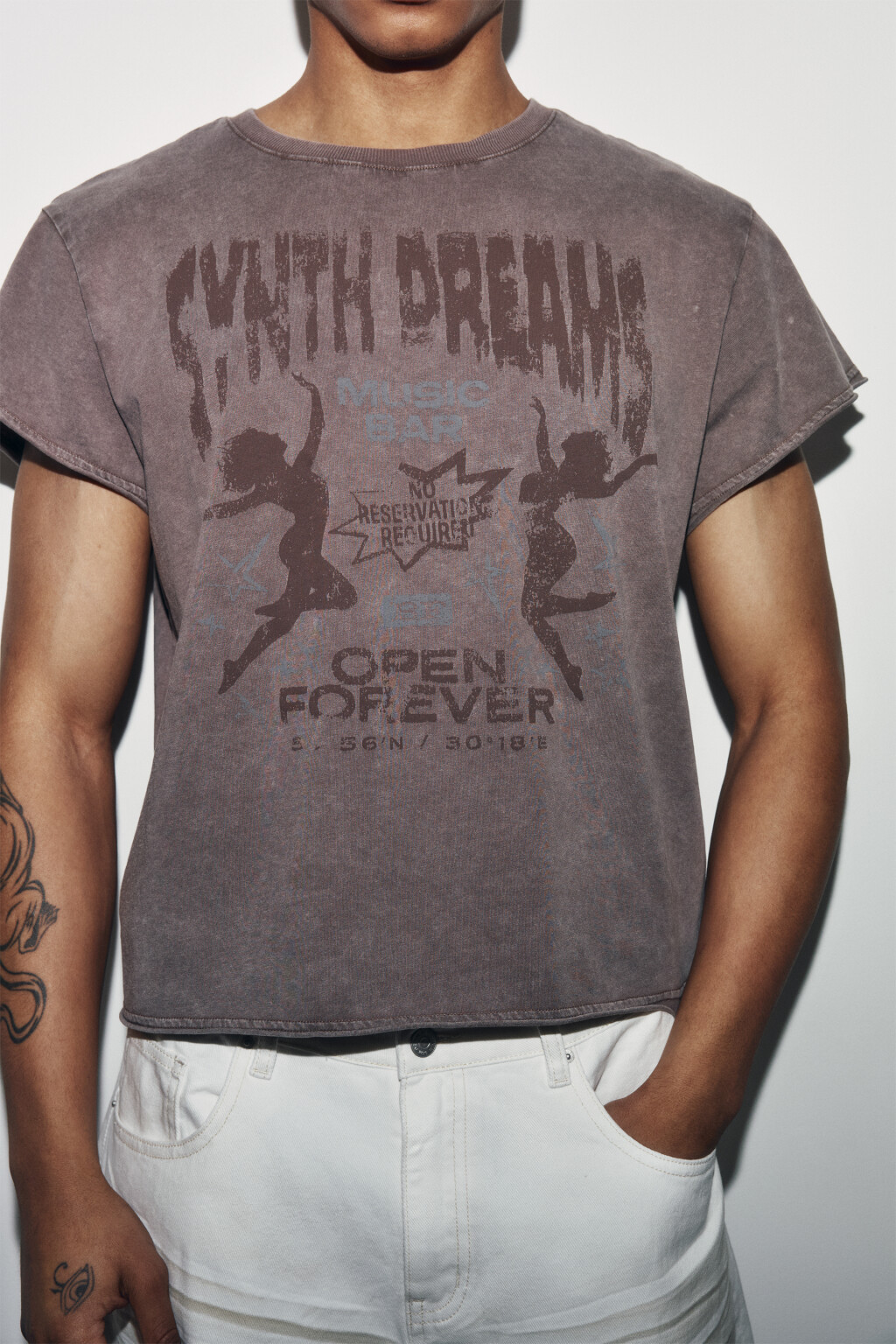 Футболка хлопковая с принтом - цвет коричневый - 5