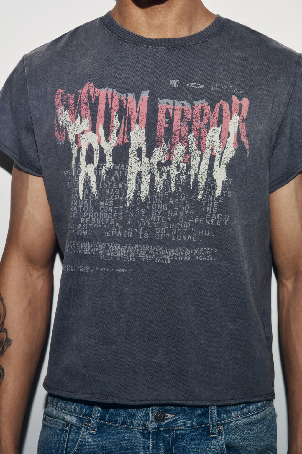 Футболка хлопковая с принтом - цвет серый - 5