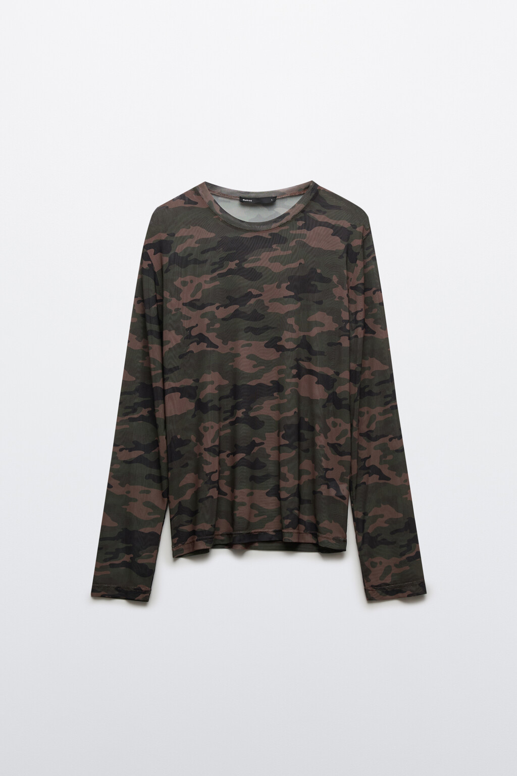 Лонгслив облегающий сетчатый с принтом хаки - цвет мультиколор - 7