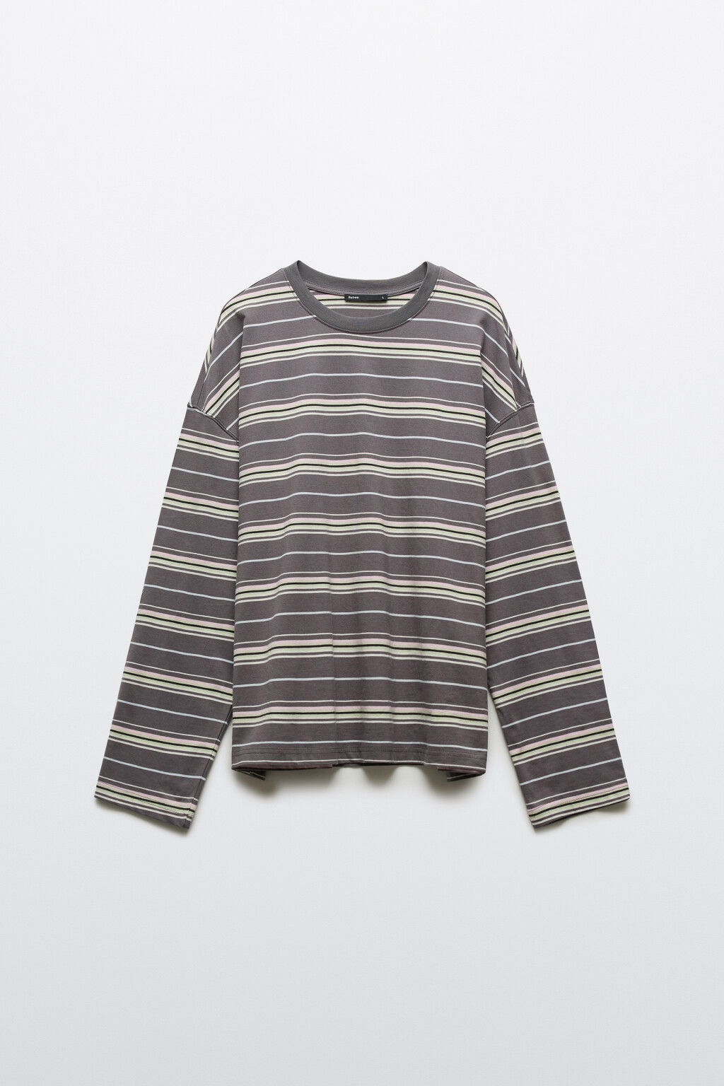 Лонгслив хлопковый прямой в полоску - цвет мультиколор - 8