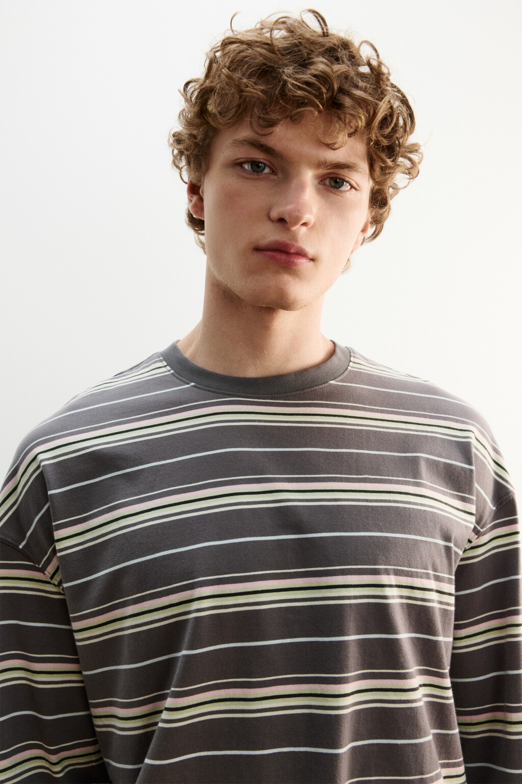 Лонгслив хлопковый прямой в полоску - цвет мультиколор - 6