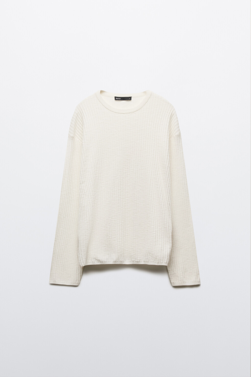 Лонгслив хлопковый вязаный прямой - цвет белый - 1