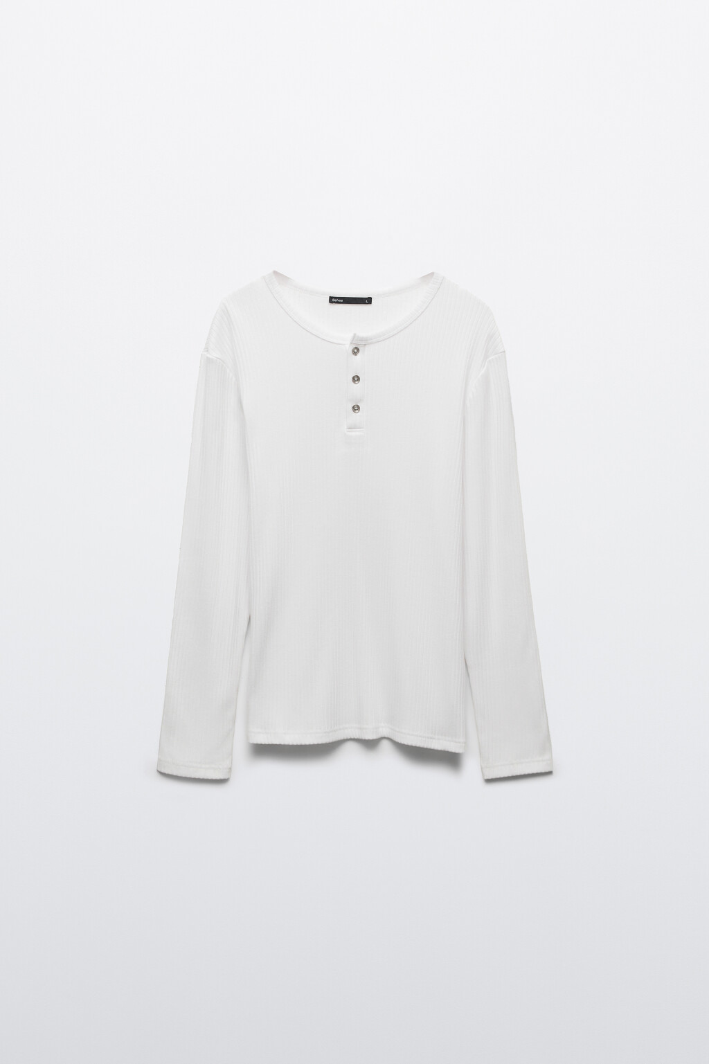 Лонгслив хенли облегающий в рубчик - цвет белый - 1