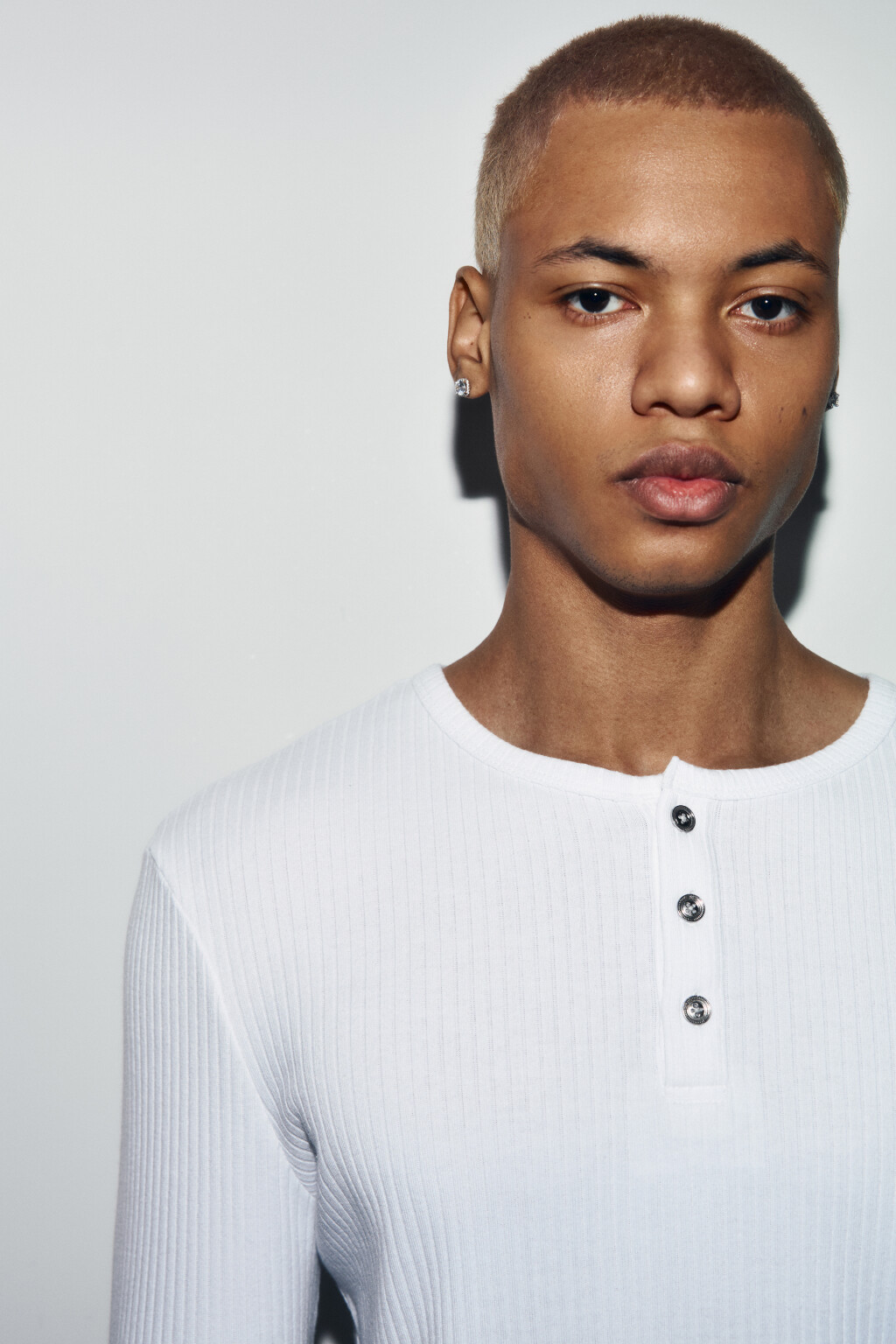 Лонгслив хенли облегающий в рубчик - цвет белый - 6