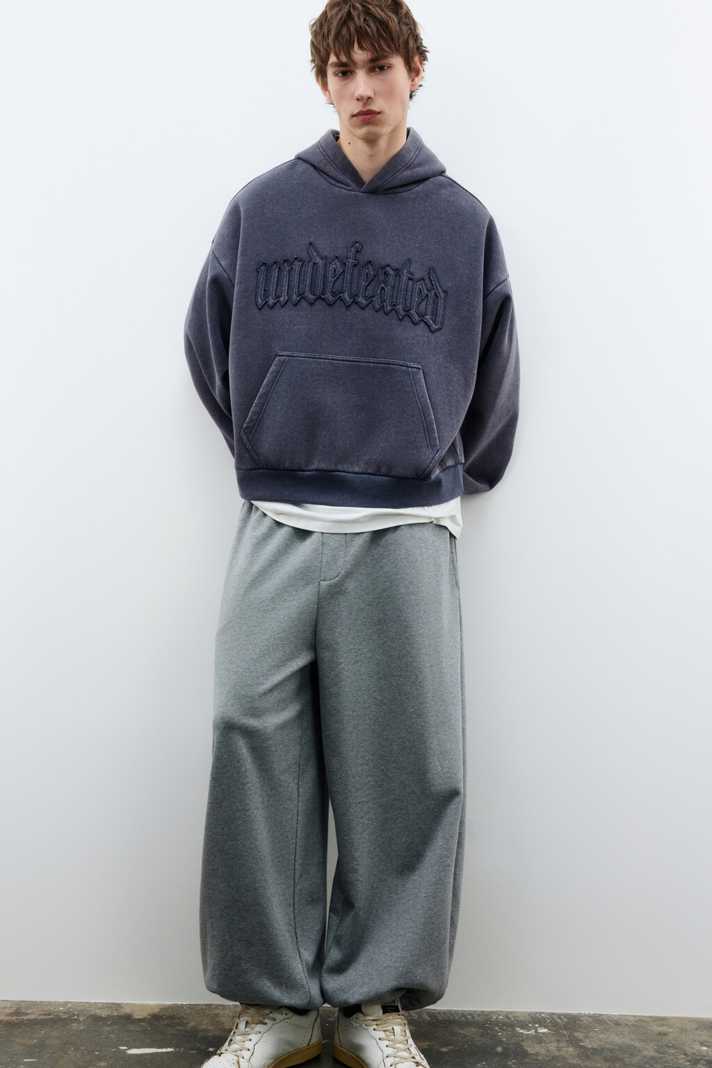 Худи из футера с капюшоном и вышивкой - цвет синий - 1