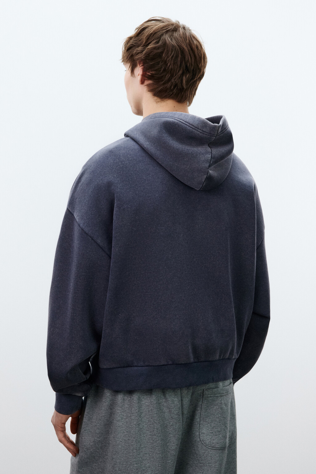 Худи из футера с капюшоном и вышивкой - цвет синий - 3