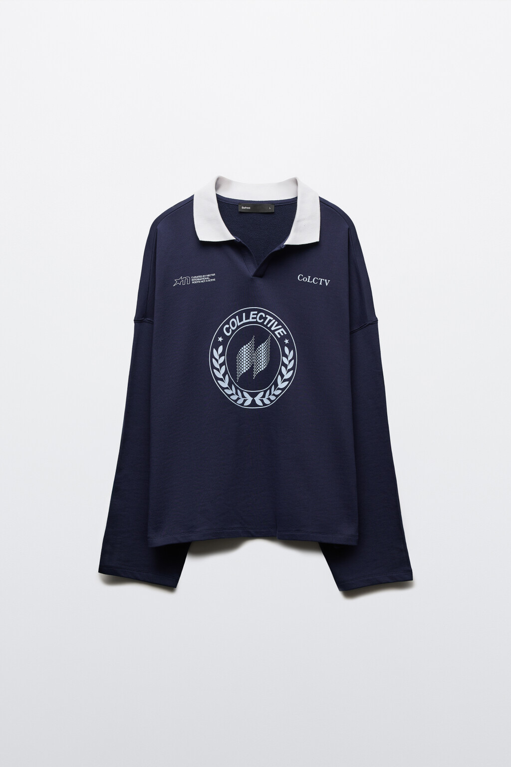 Свитшот-поло оверсайз из футера с принтом - цвет серый - 1