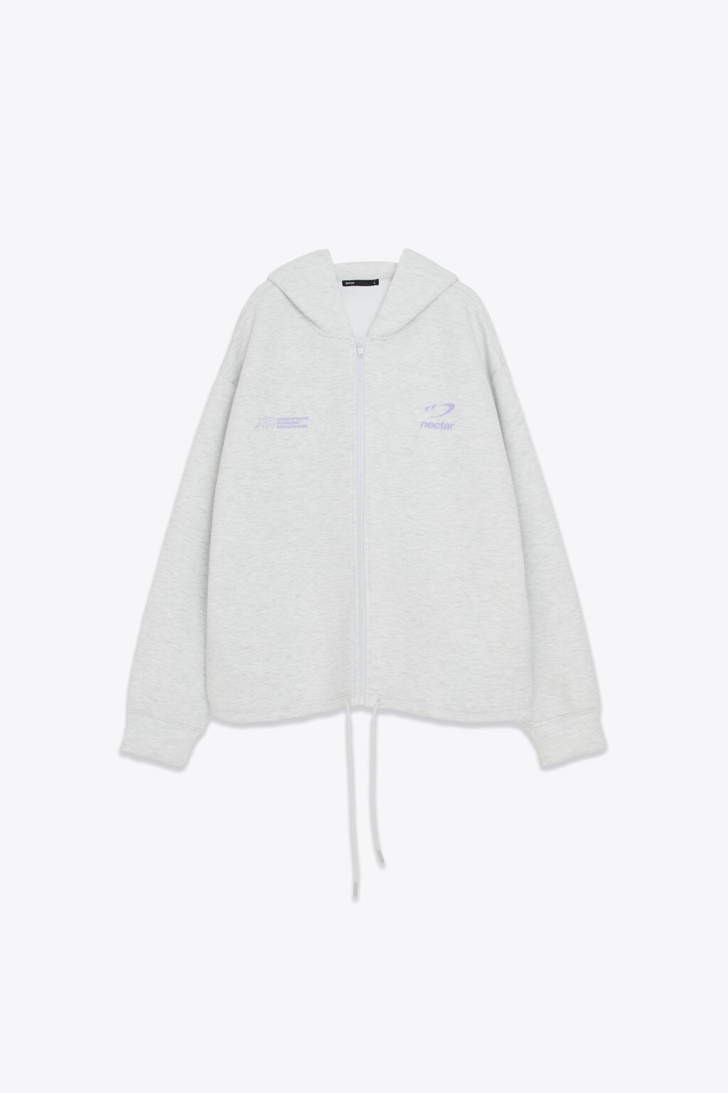 Худи на молнии из футера с принтом - цвет серый - 1