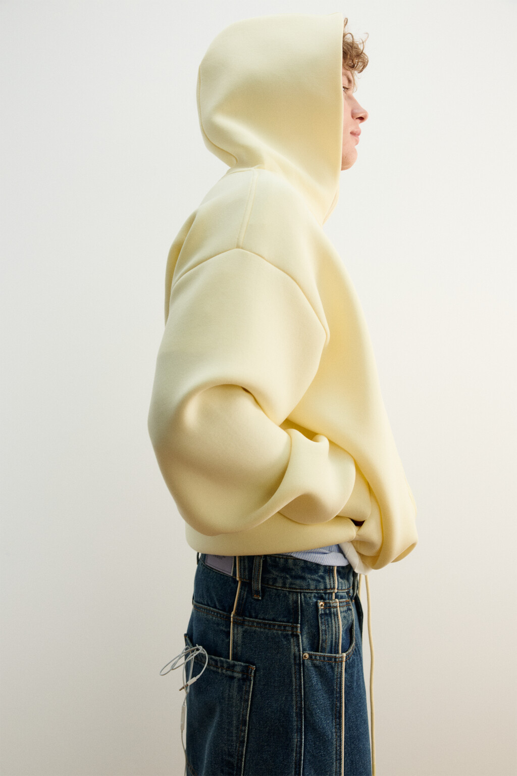 Худи на молнии из футера с принтом - цвет желтый - 2