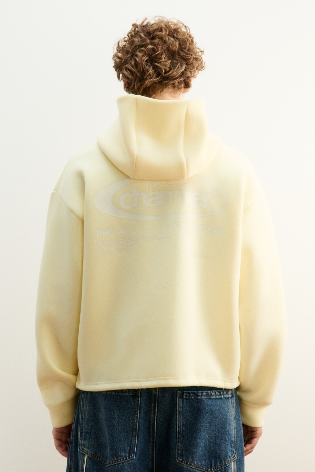 Худи на молнии из футера с принтом - цвет желтый - 4