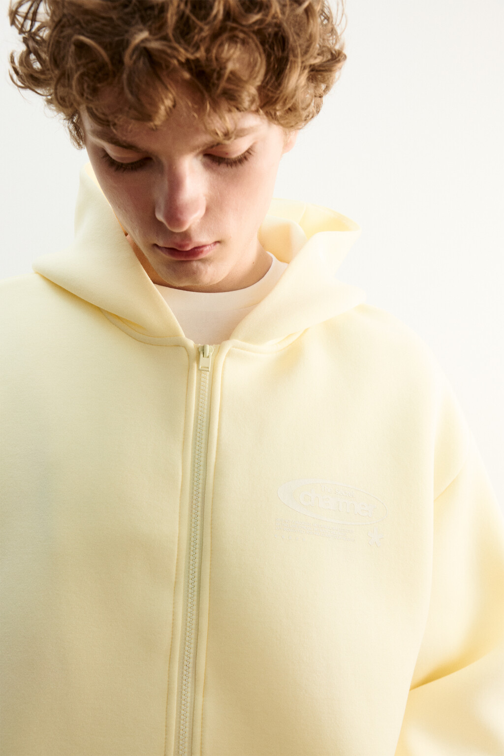 Худи на молнии из футера с принтом - цвет желтый - 6