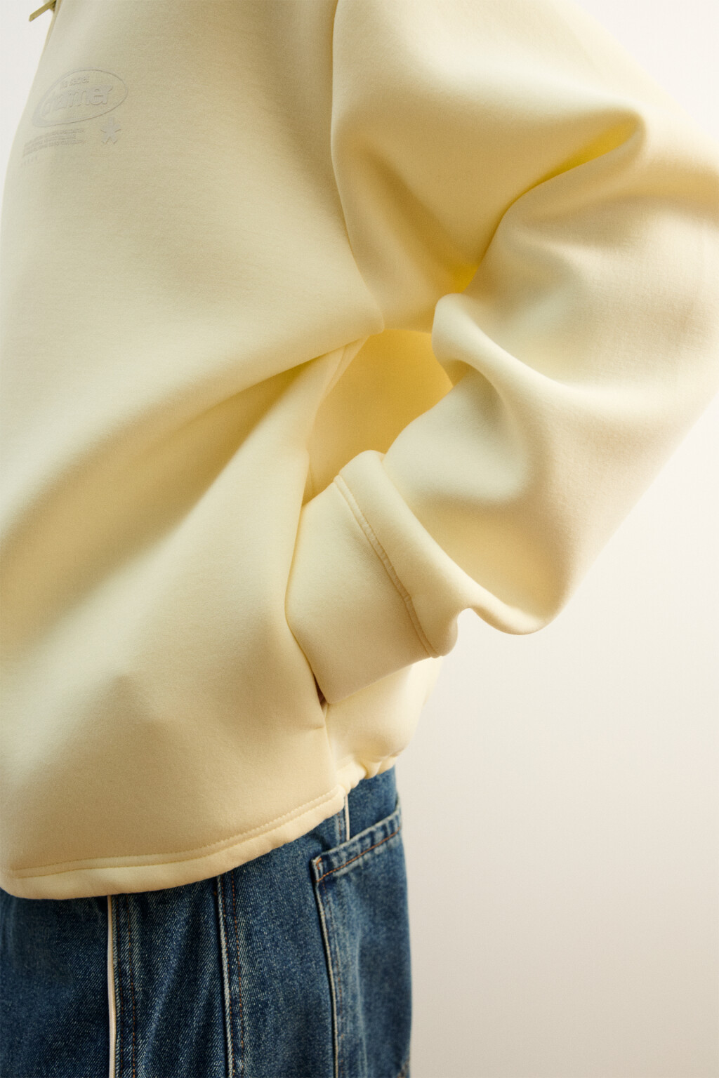 Худи на молнии из футера с принтом - цвет желтый - 7