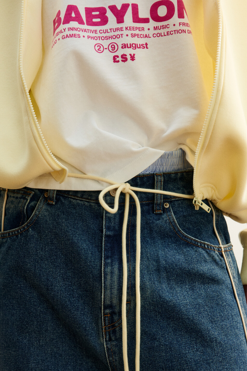 Худи на молнии из футера с принтом - цвет желтый - 8