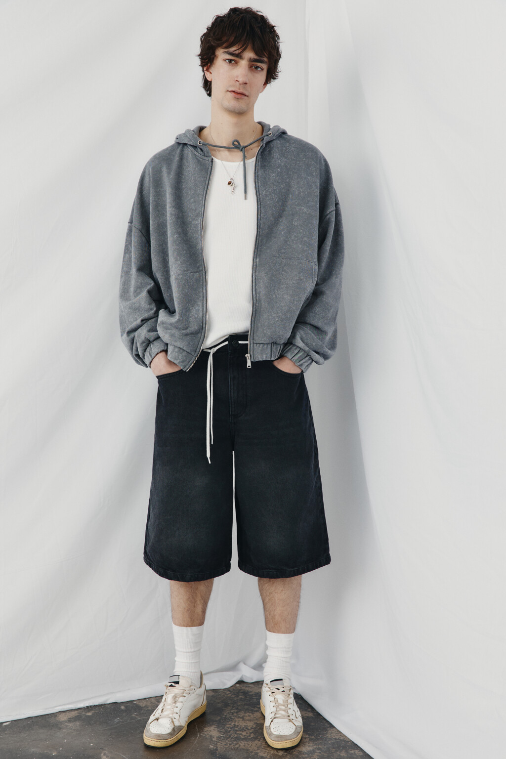 Толстовка на молнии из футера вареная - цвет серый - 2