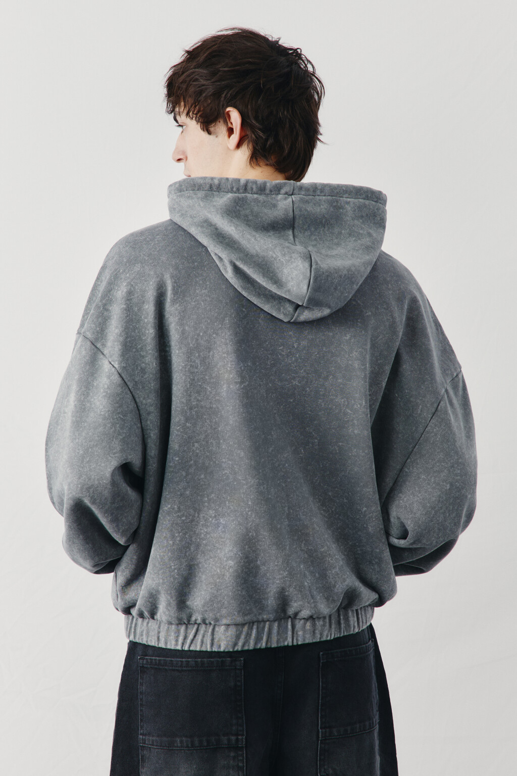 Толстовка на молнии из футера вареная - цвет серый - 4