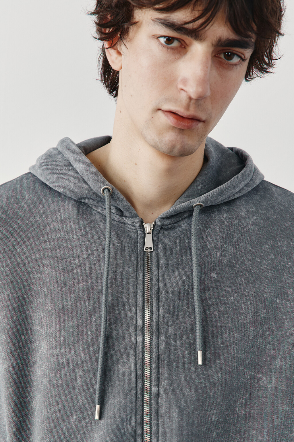 Толстовка на молнии из футера вареная - цвет серый - 6