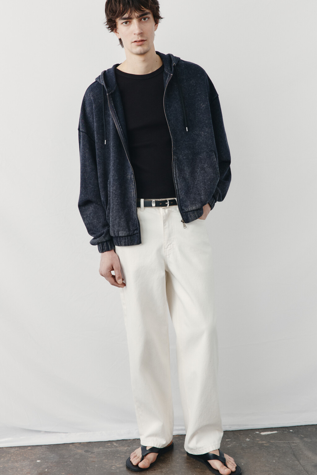 Толстовка на молнии из футера вареная - цвет серый - 1