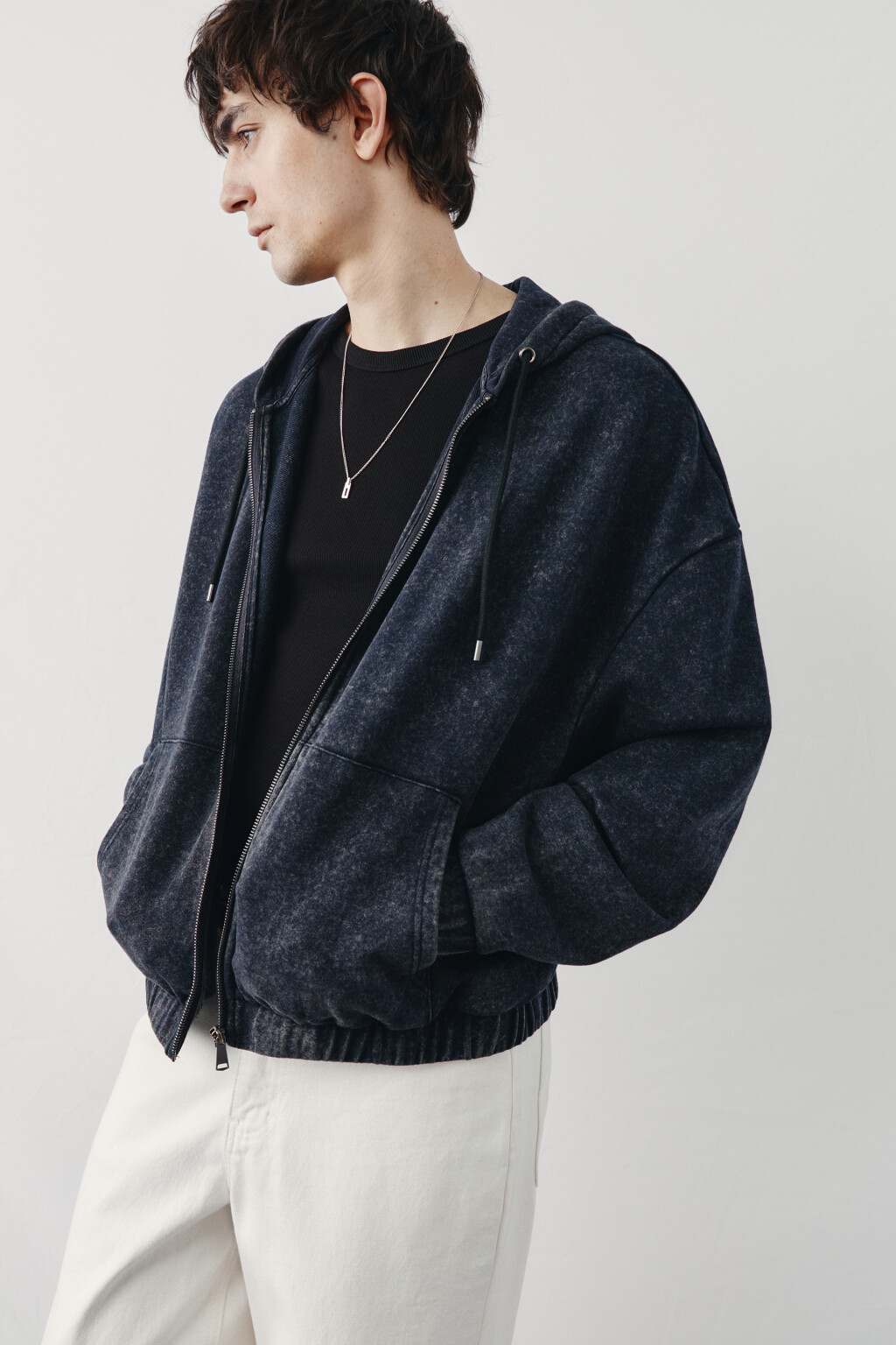 Толстовка на молнии из футера вареная - цвет серый - 2