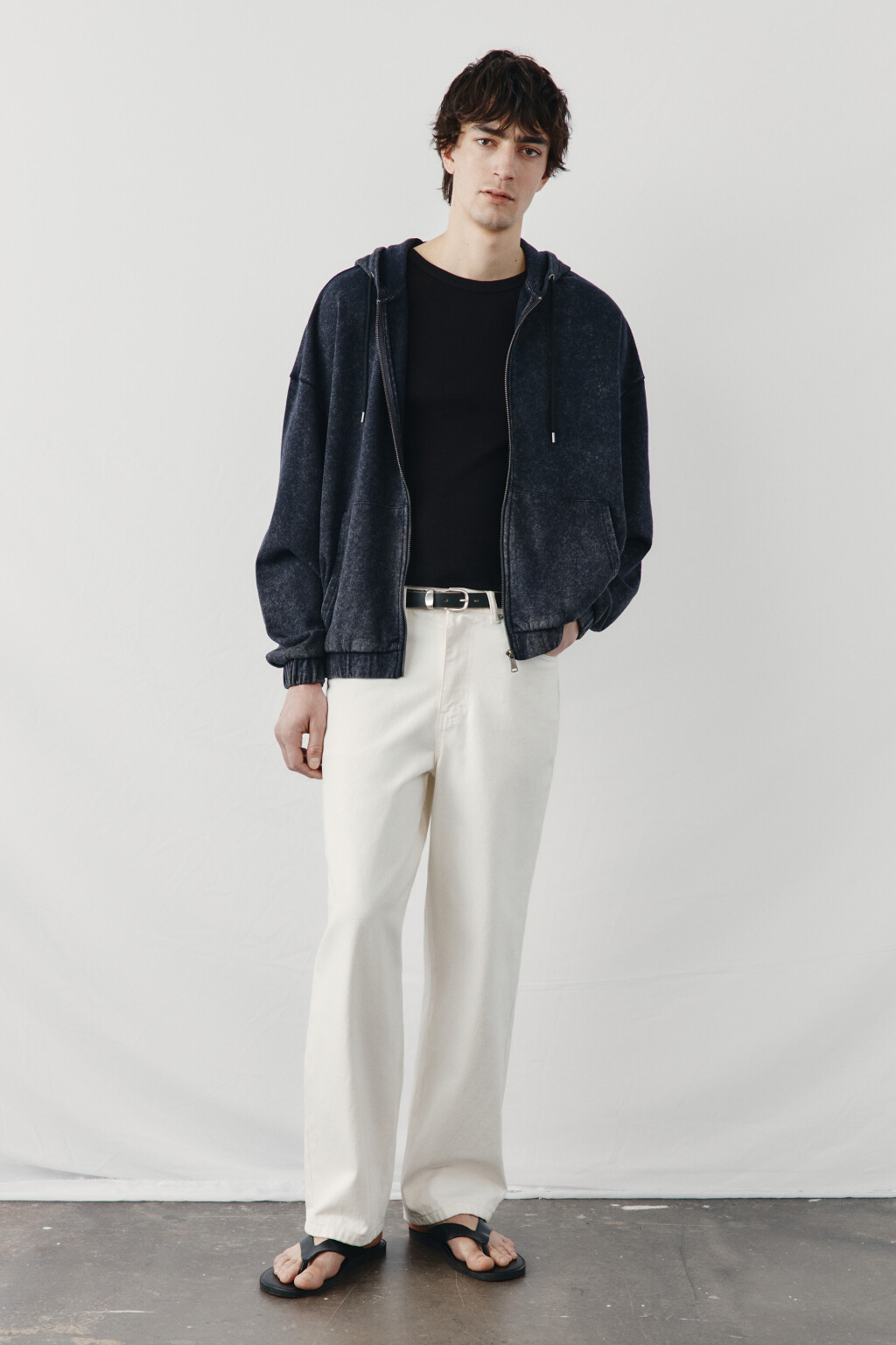 Толстовка на молнии из футера вареная - цвет серый - 5