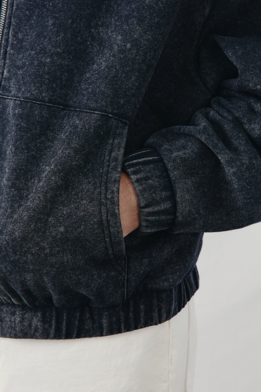 Толстовка на молнии из футера вареная - цвет серый - 7