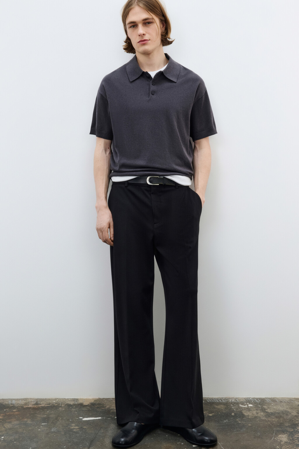 Футболка-поло вязаная на пуговицах - цвет бежевый - 1