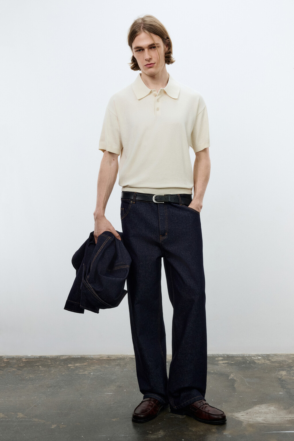 Футболка-поло вязаная на пуговицах - цвет бежевый - 4