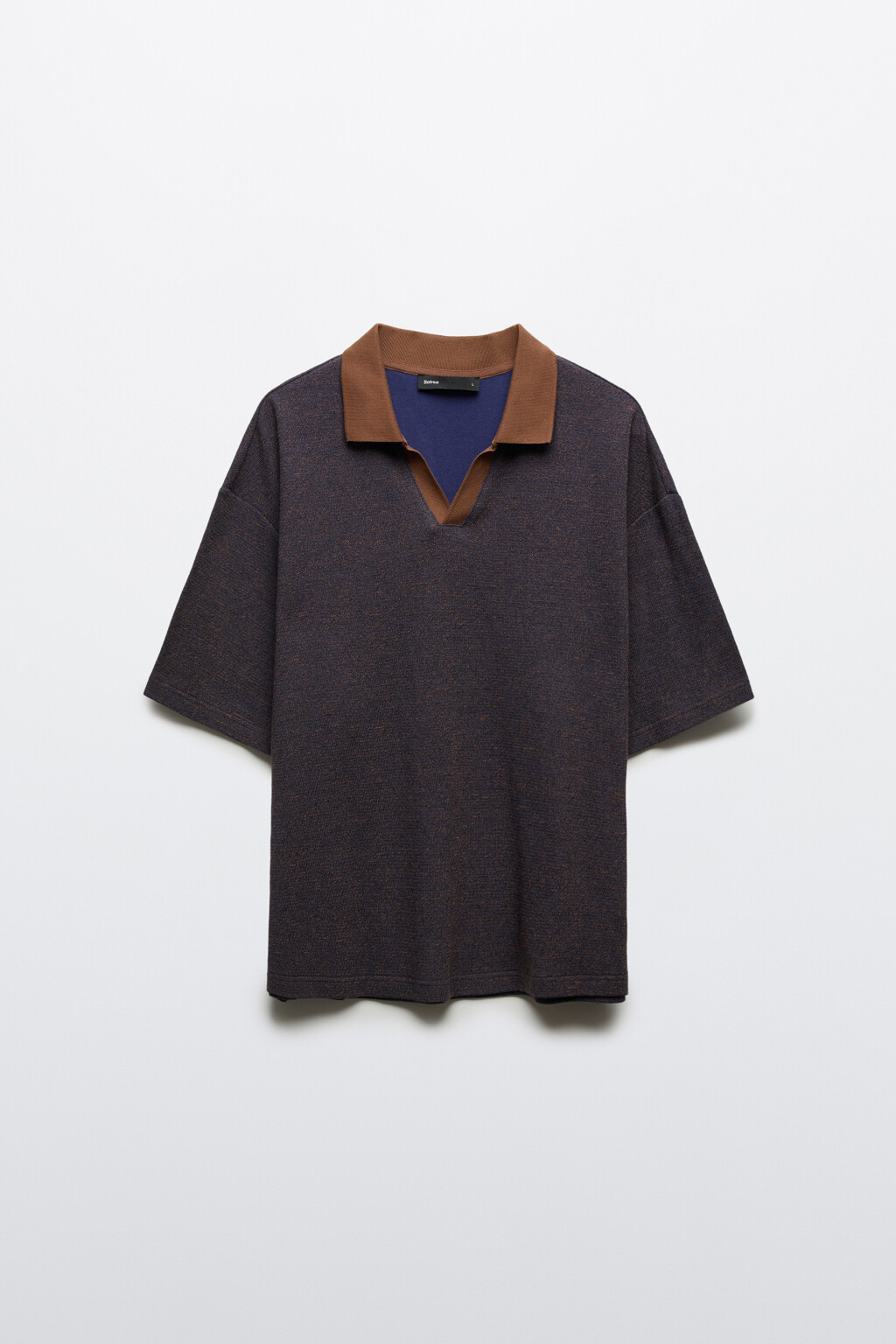 Футболка-поло вязаная - цвет синий - 1