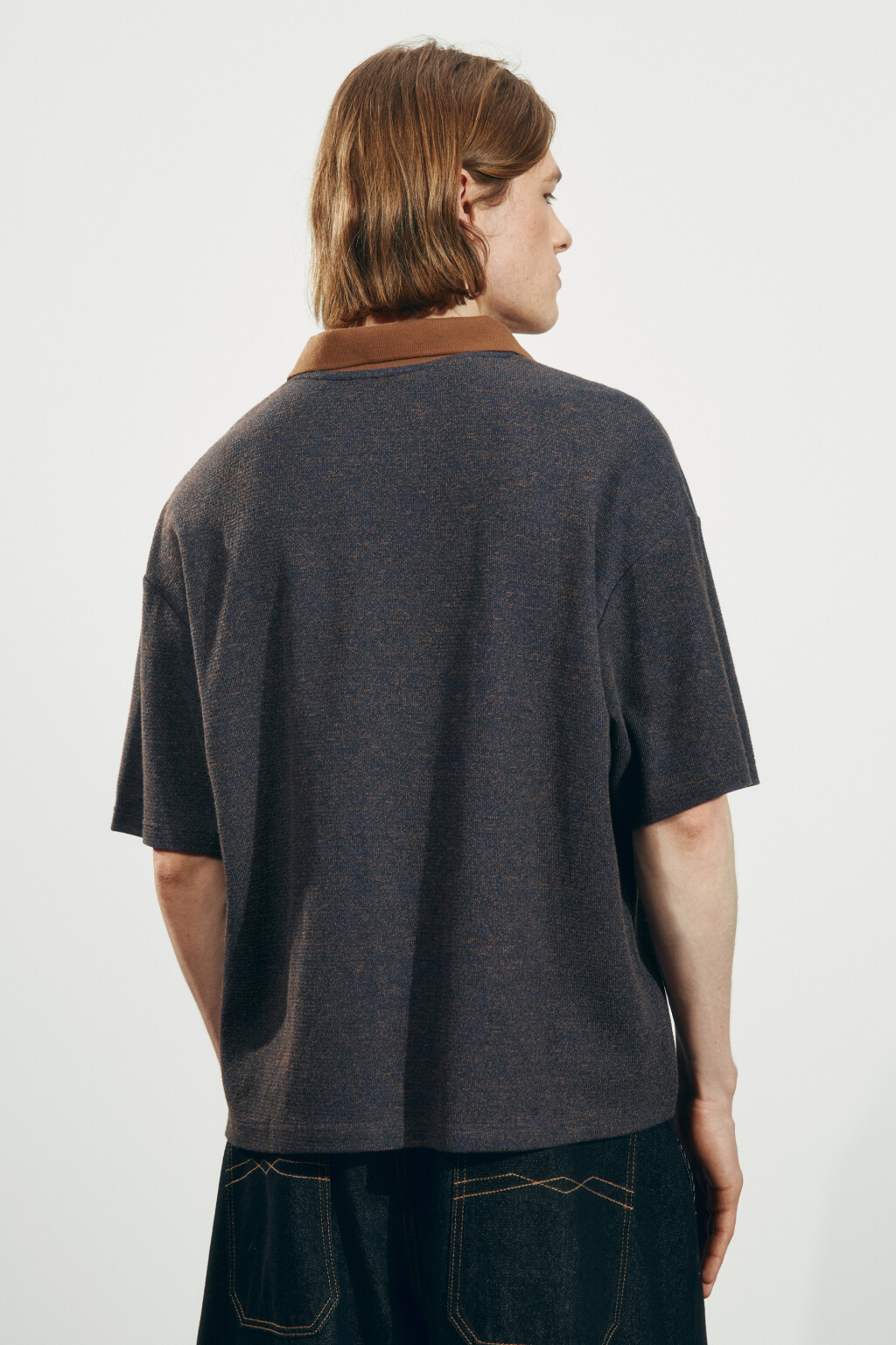 Футболка-поло вязаная - цвет синий - 5