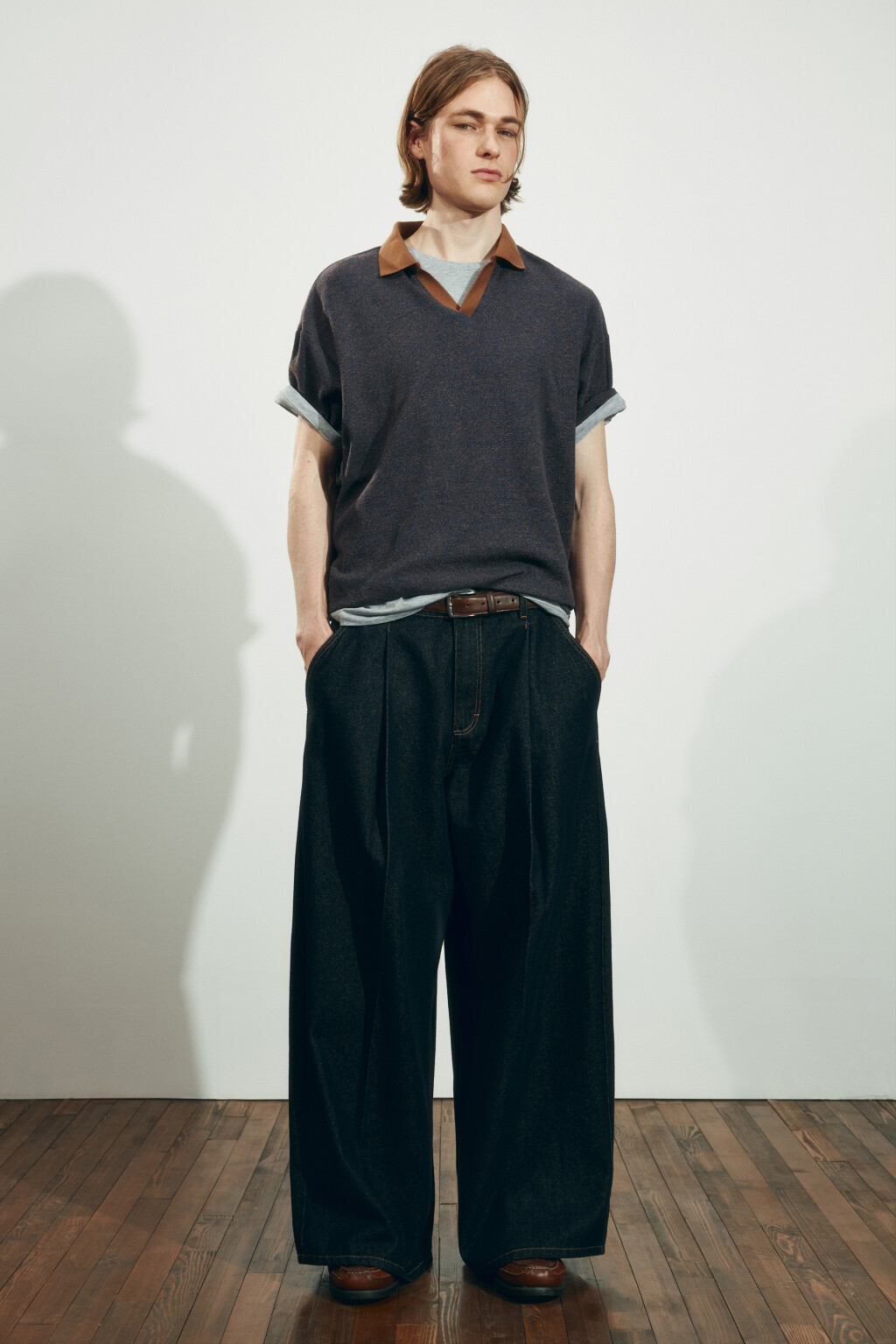 Футболка-поло вязаная - цвет синий - 6