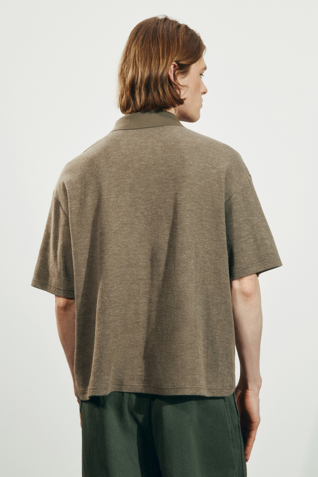 Футболка-поло вязаная - цвет бежевый - 3