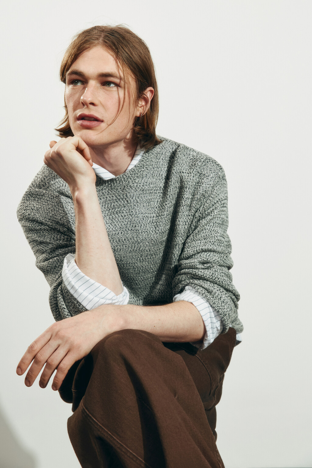 Джемпер свободный вязаный - цвет серый - 2