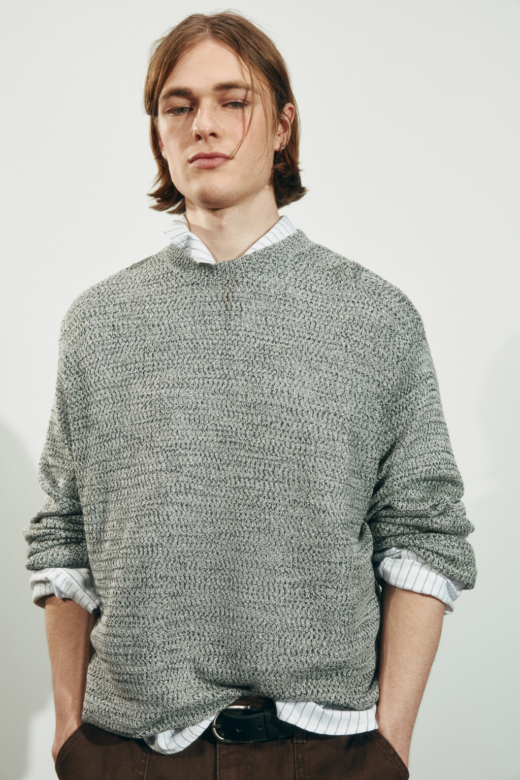 Джемпер свободный вязаный - цвет серый - 3