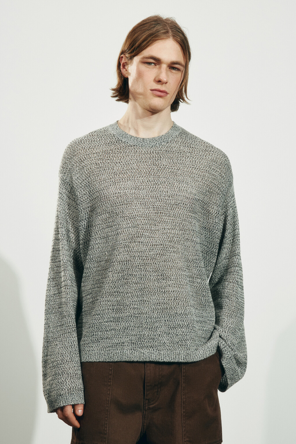 Джемпер свободный вязаный - цвет серый - 4