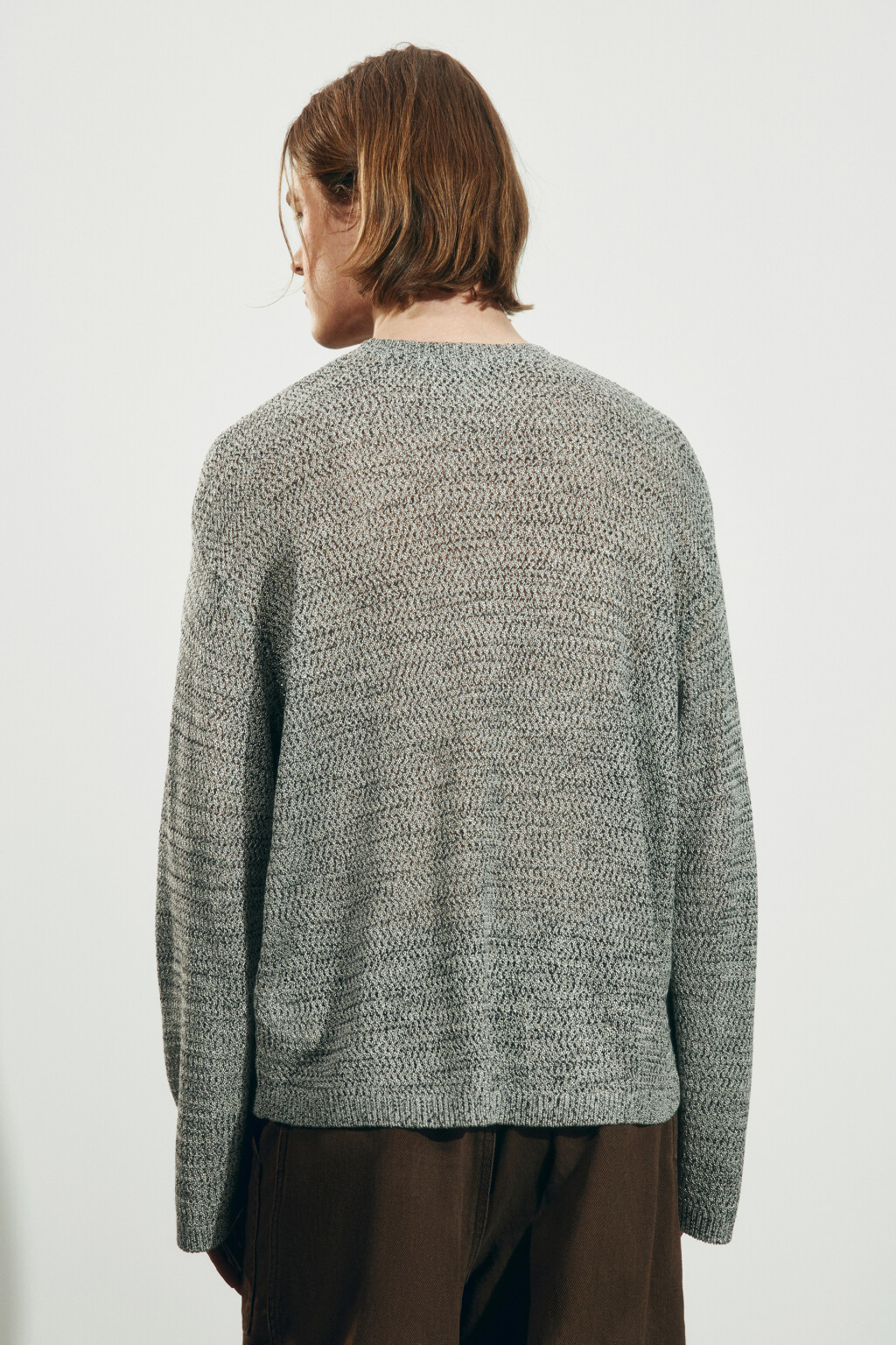 Джемпер свободный вязаный - цвет серый - 5