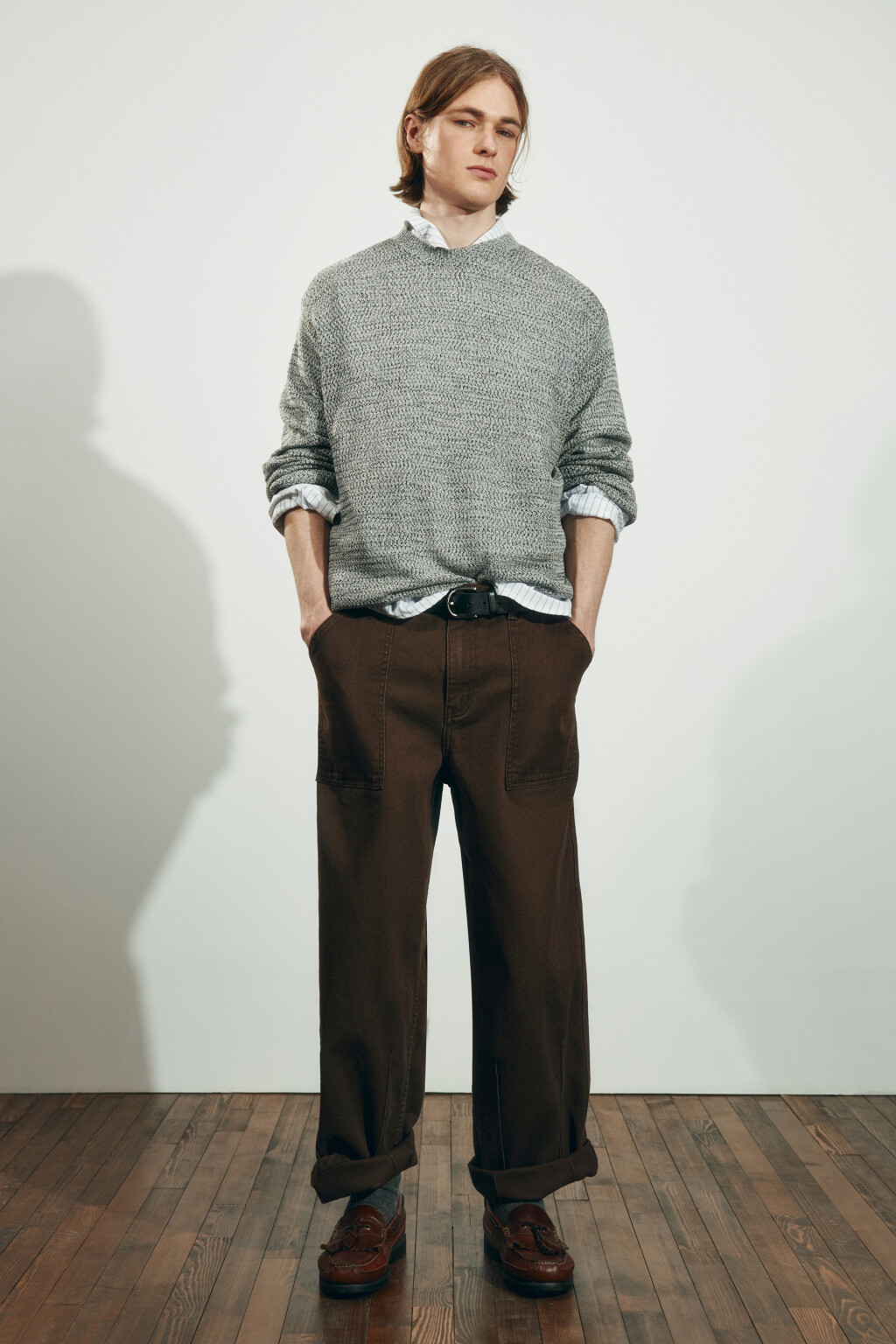 Джемпер свободный вязаный - цвет серый - 6