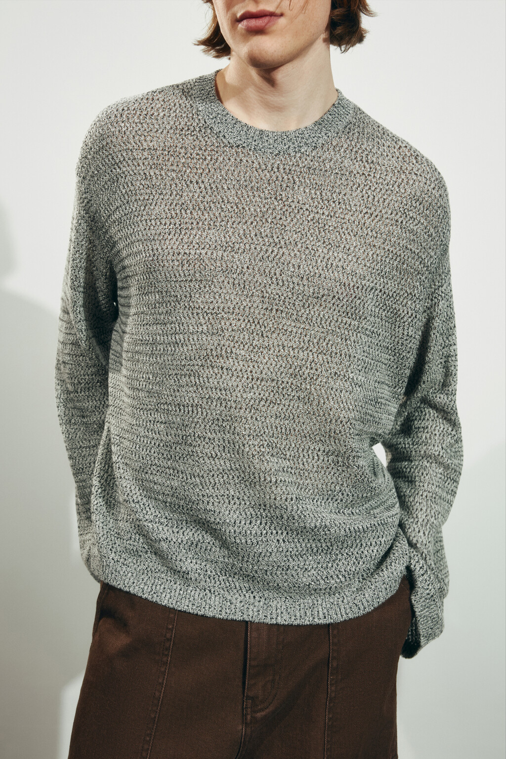 Джемпер свободный вязаный - цвет серый - 7