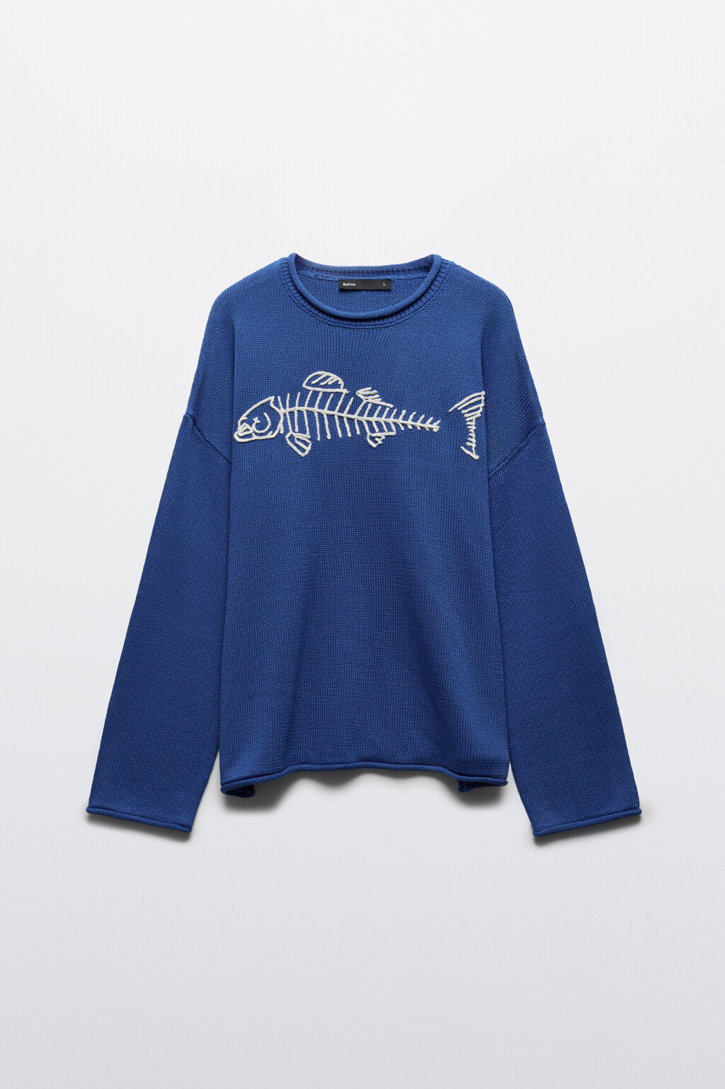 Джемпер вязаный с вышивкой - цвет синий - 8