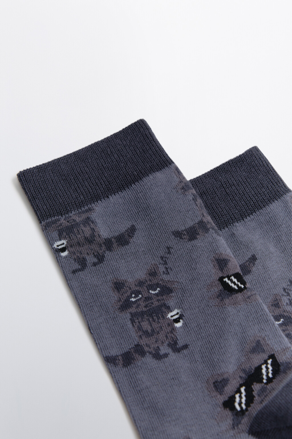 Носки высокие с принтом - цвет серый - 2