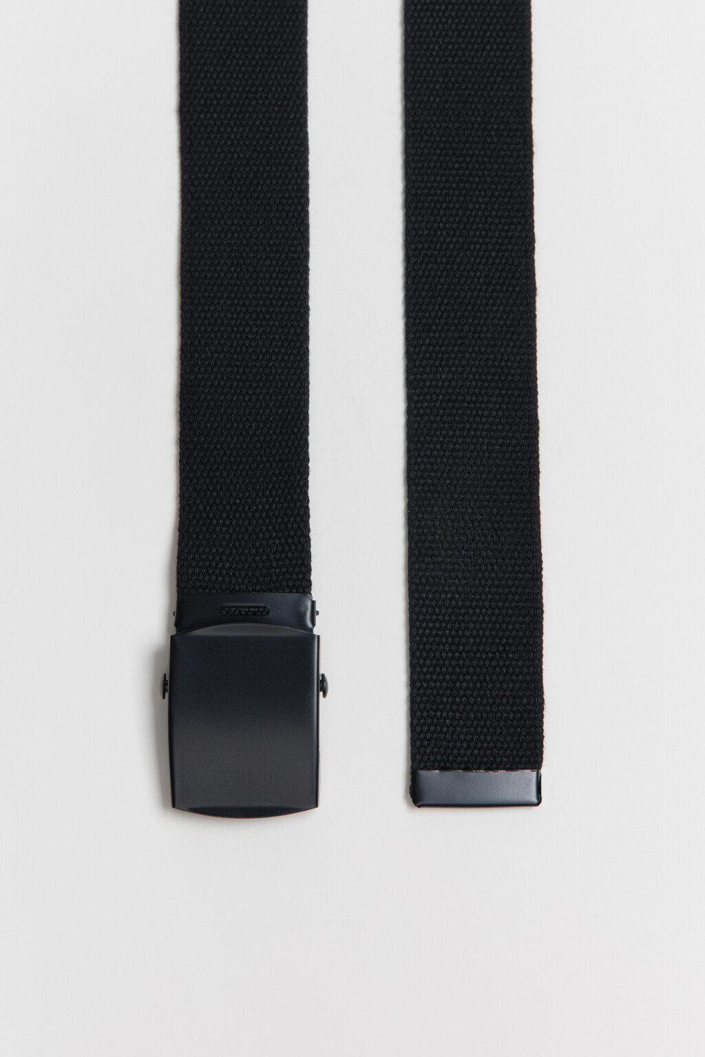 Ремень текстильный с пряжкой-зажимом - цвет черный - 2