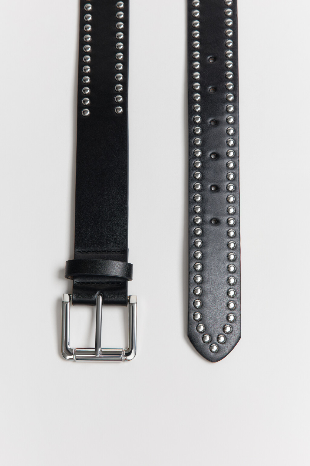 Ремень из искусственной кожи с заклепками - цвет черный - 2