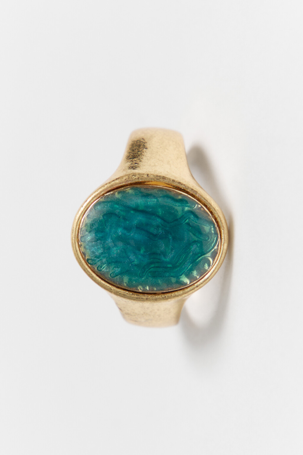 Кольцо золотистое с цветной вставкой - цвет желтый - 2