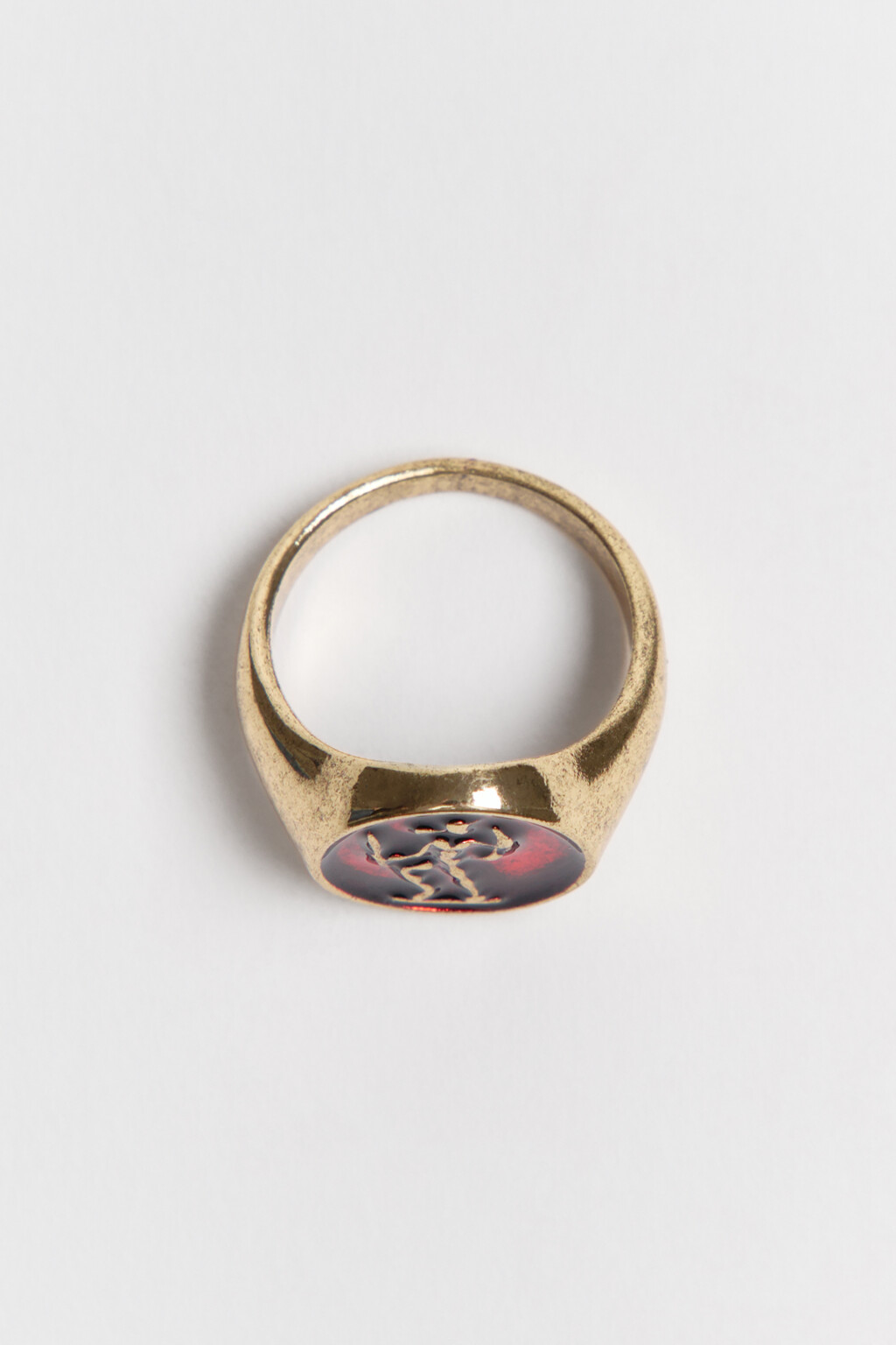 Кольцо-печатка металлическое - цвет серый - 2