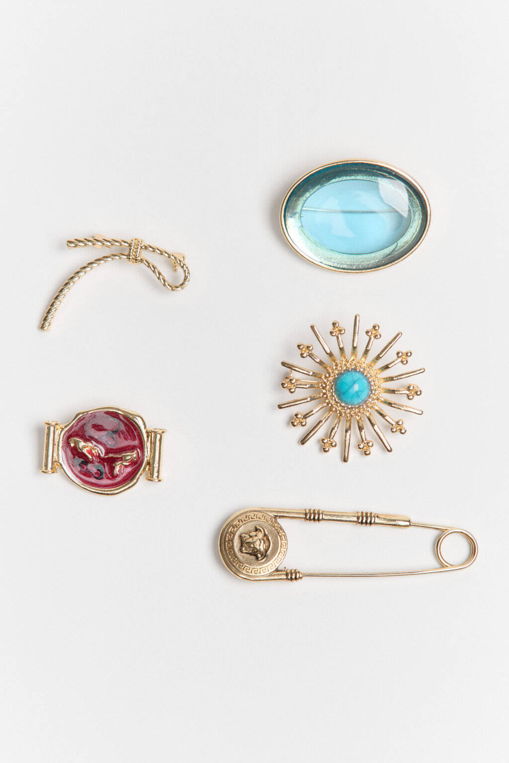 Набор брошей фигурных (5 штук) - цвет желтый - 3