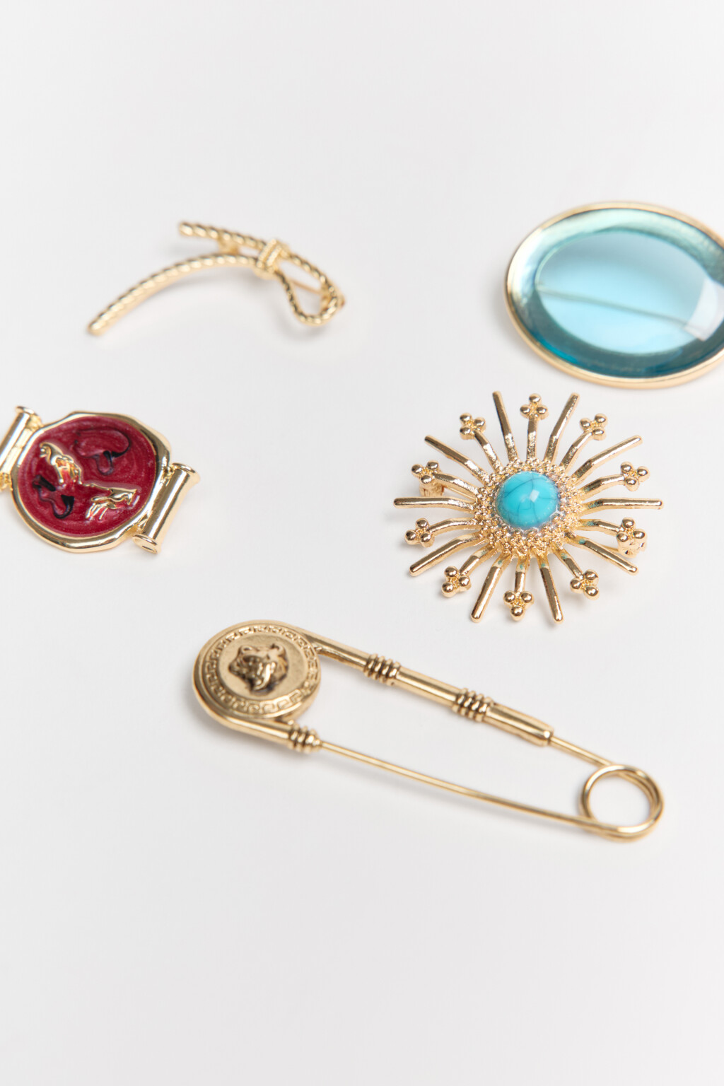 Набор брошей фигурных (5 штук) - цвет желтый - 4