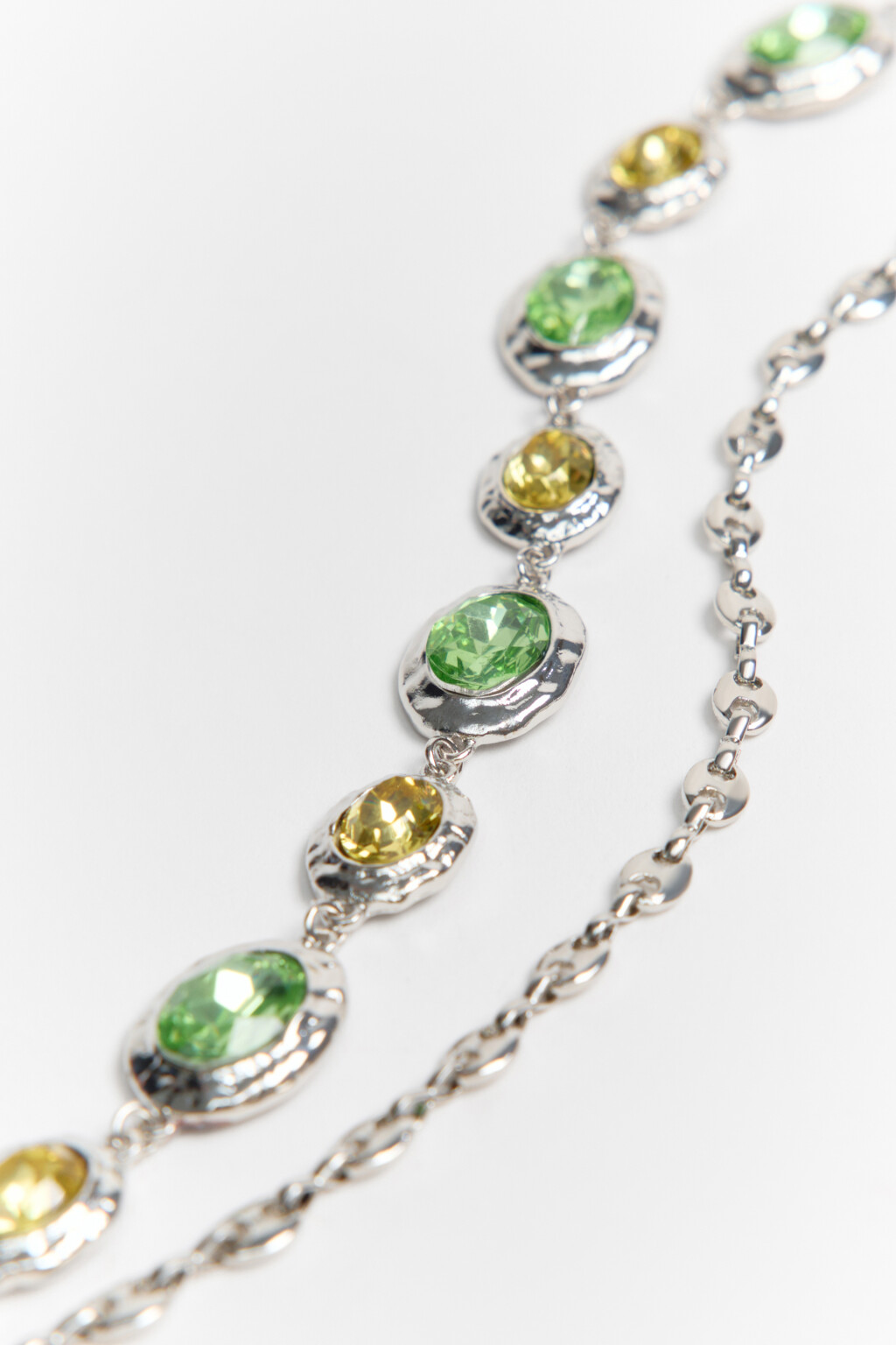 Набор браслетов-цепочек с цветными камнями (2 штуки) - цвет серый - 3