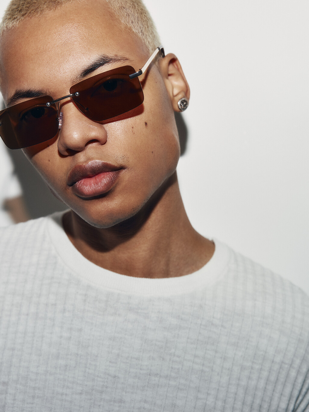 Очки солнцезащитные прямоугольные без оправы - цвет коричневый - 1