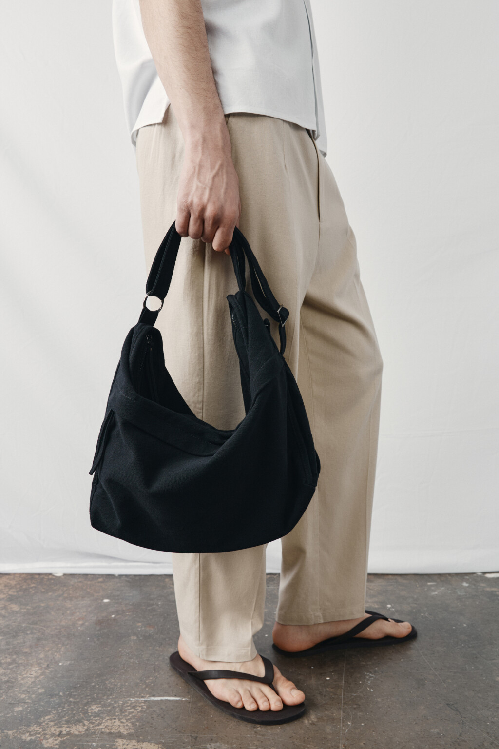 Сумка-тоут хлопковая через плечо - цвет черный - 2